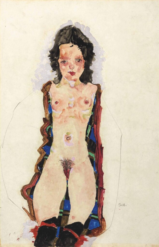 nude with red garters egon